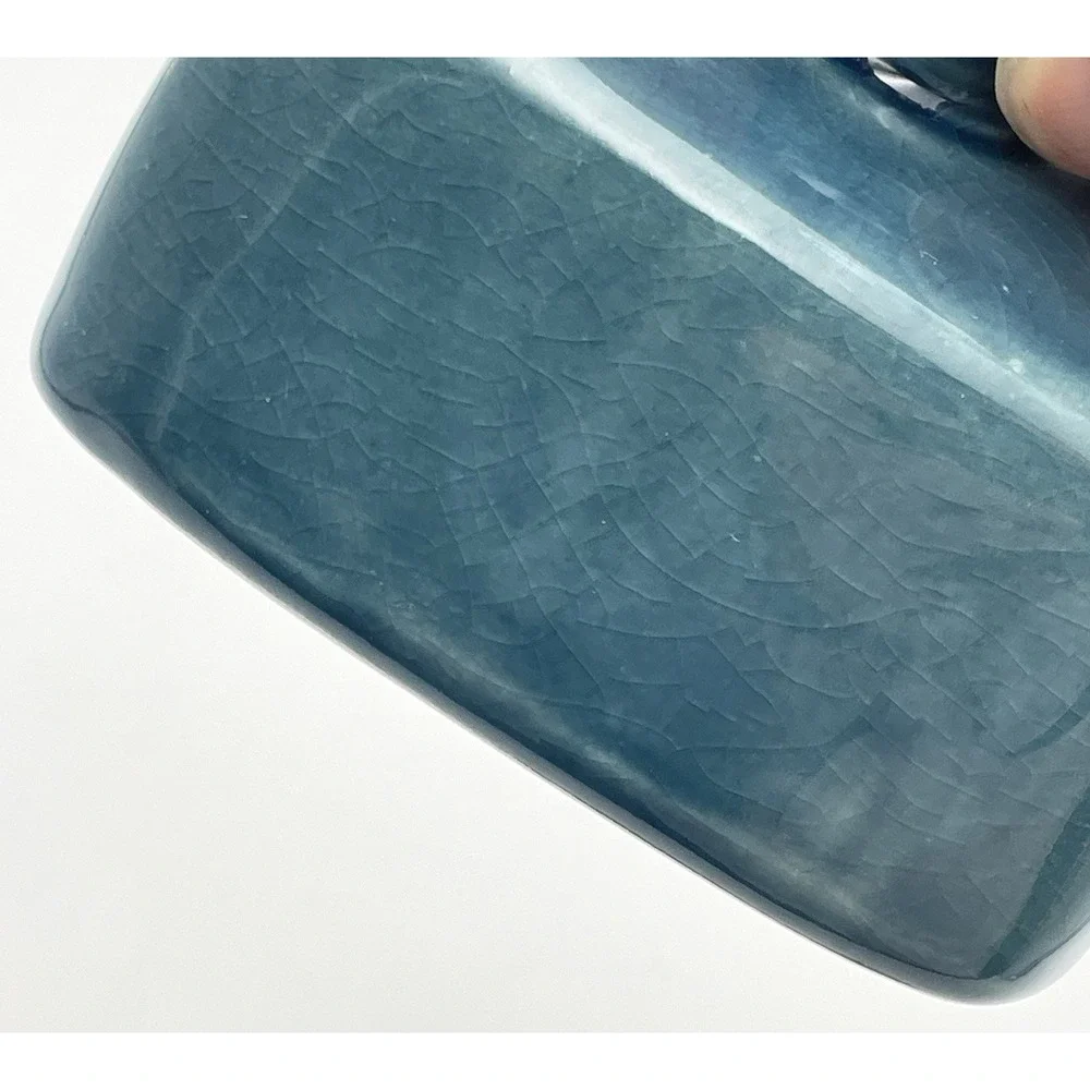 Threshold Mini Teal Blue Stoneware Covered Butter Dish Gray Tray Lid 4